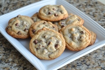 Fototapeta premium Chocolate chip cookies on tray.
