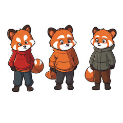 Fototapeta premium Little panda, animal, vector, transparent background, red panda, ailurus fulgens, ailurus, various