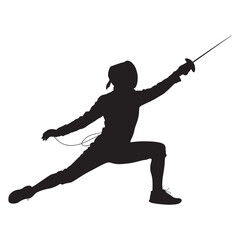 Silhouette of a Fencer in Action - Sport and Martial Arts Illustration