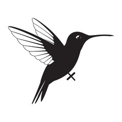 Hummingbird in Flight - Delicate Bird Silhouette Illustration