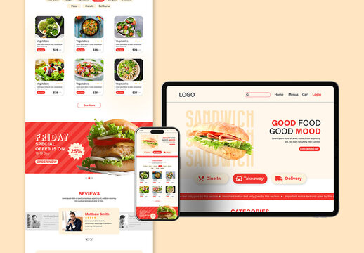 Landing Page Design Layout For Restaurant