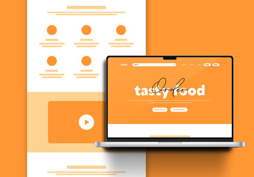 Clean and Modern Food Company Landing Page Wireframe Design