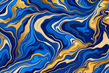 Golden blue marble seamless premium background. Vector illustration.
