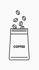 Coffee bean bag line art vector