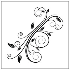  Floral Ornament Silhouette Vector Design on White Background