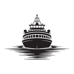 Fototapeta premium Ferry Boat Sailing on Water - Transportation and Travel Illustration