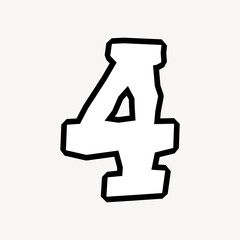 4 number four, graffiti art Arabic numeral vector