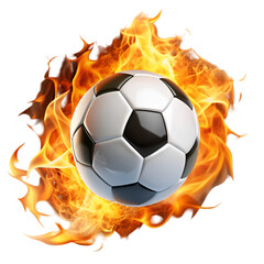 Fototapeta premium Soccer ball with burning flame effect isolated on white background