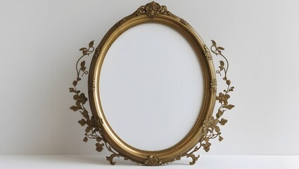 Elegant Vintage Mirror Frame Without Glass on White Wall