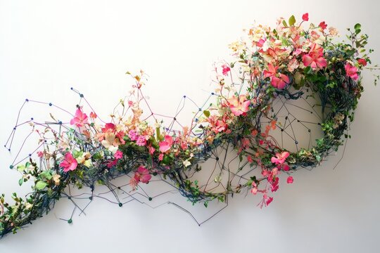 A stock market graph made of vines and flowers representing growth nature inspired design