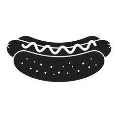 Hot Dog with Mustard - Fast Food and Snack Illustration