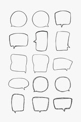 Obraz premium A collection of simple lines hand drawn speech bubbles in various shapes. Set of simple of hand drawn speech bubbles in various sizes and shapes. Set of simple lines hand drawn speech bubbles