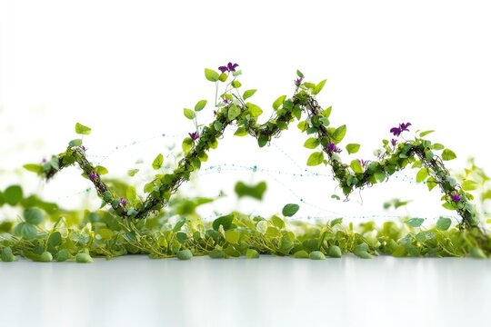 A stock market graph made of vines and flowers representing growth nature inspired design