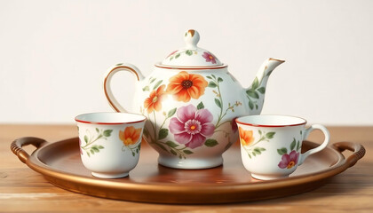 Floral Tea Set Mockup for Afternoon Tea Branding