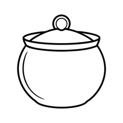 Cauldron outline illustration for coloring books or halloween decoration projects ideal for customization