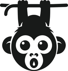 Monkey hanging animal vector silhouette
