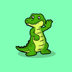 vector cartoon funny cute crocodile isolated