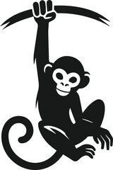 Monkey hanging animal vector silhouette