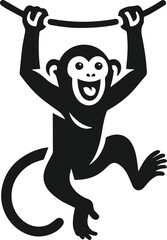 Monkey hanging animal vector silhouette