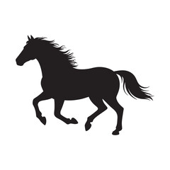 Horse Galloping Silhouette, Vector Illustration