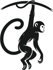 Monkey hanging animal vector silhouette