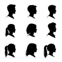 Profile Silhouettes of Diverse People