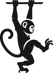Monkey hanging animal vector silhouette