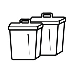 Two simple trash cans outline design vector illustration garbage bins waste containers
