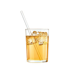 Refreshing Iced Tea in Glass with Straw