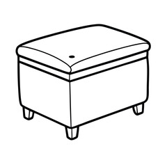 Outline vector illustration of rectangular footstool or ottoman furniture interior design element