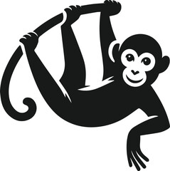 Monkey hanging animal vector silhouette