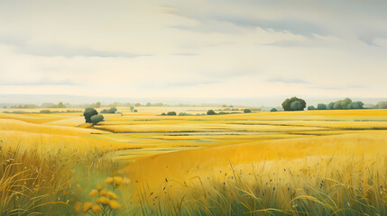 Fototapeta premium bright and sunny dreamy field oil painting abstract decorative painting 