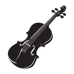Obraz premium Majestic Violin silhouette, instrument of grace and power – Violin illustration – Minimalist Violin vector – Musical instrument silhouette