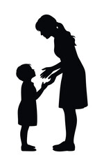 Silhouette Of Loving Mother And Child Reaching For Each Other In A Heartwarming Display Of Affection And Connection