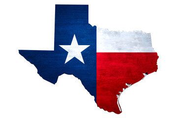Texas outline featuring the state flag, isolated on a transparent background