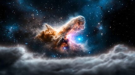 Obraz premium Stunning cosmic nebula in the depths of the galaxy