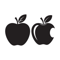 Two Apples Silhouette, Healthy Food Vector Illustration