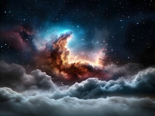 Captivating Cosmic Nebula in the Starry Night Sky