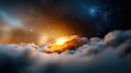 Fototapeta premium Glowing cosmic nebula in a starry night sky