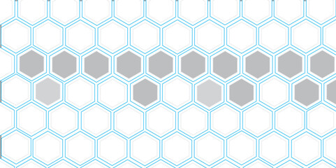 Seamless geometric pattern with blue triangles and hexagonal shapes in a honeycomb design