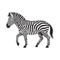 Zebra Walking Silhouette, Wildlife Animal Vector