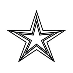 Black and white star shape with triple outline vector design illustration simple geometric