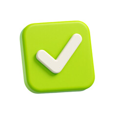 3d green check mark icon on white background