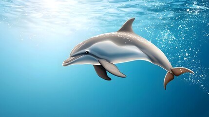 Graceful dolphin swimming in the open ocean