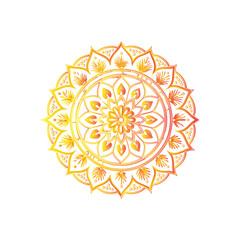 Golden mandala featuring floral elements

