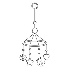 Children's toys-a doodle-style carousel for a child's bed, black outline.