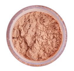 Face powder in a container on a white background. Makeup. Powder isolate