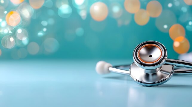 A stethoscope on a blurred medical background