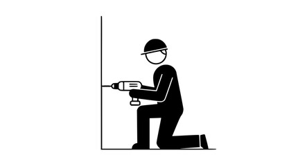 Black and white figure with drill
