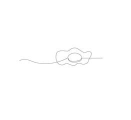 Single continuous line drawing of a sunny side up egg. white background, Modern one line design vector graphic illustration